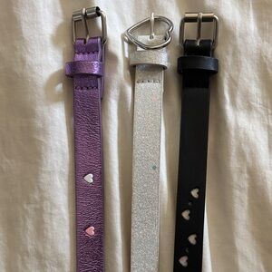 Target Kids Belt Set with Heart Charms - Purple, Silver, Black